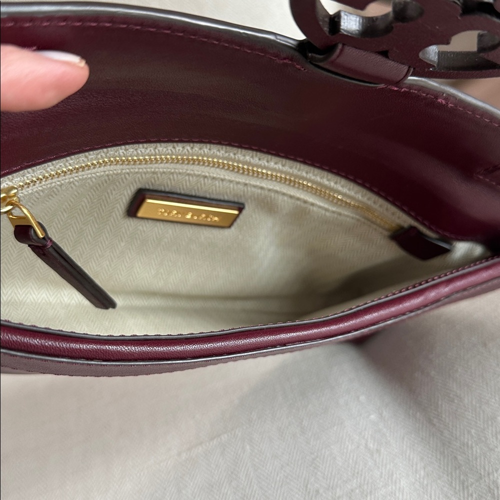 Tory Burch Miller Burgundy Leather Clutch - Picture 6 of 7